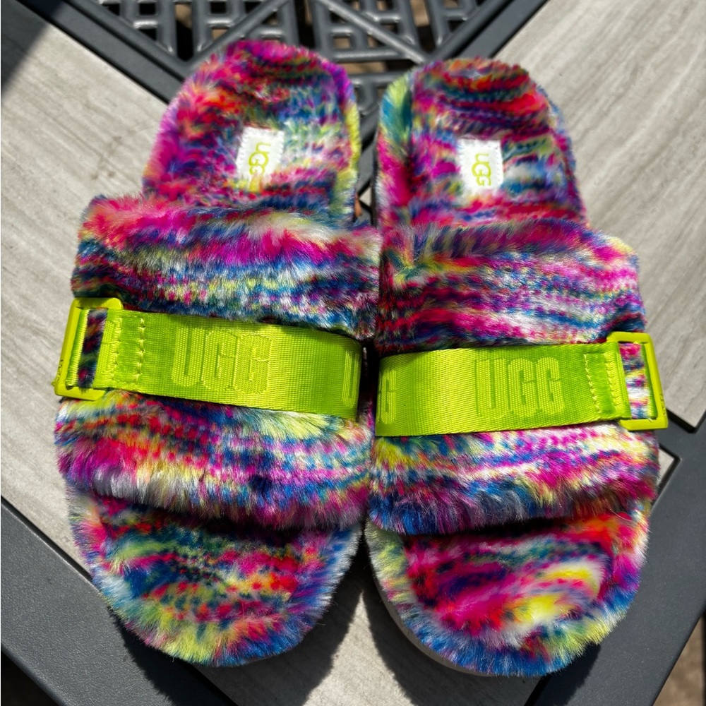 UGG Multicolor Fluffy Slippers/shoe Cozy Tie-Dye Comfort